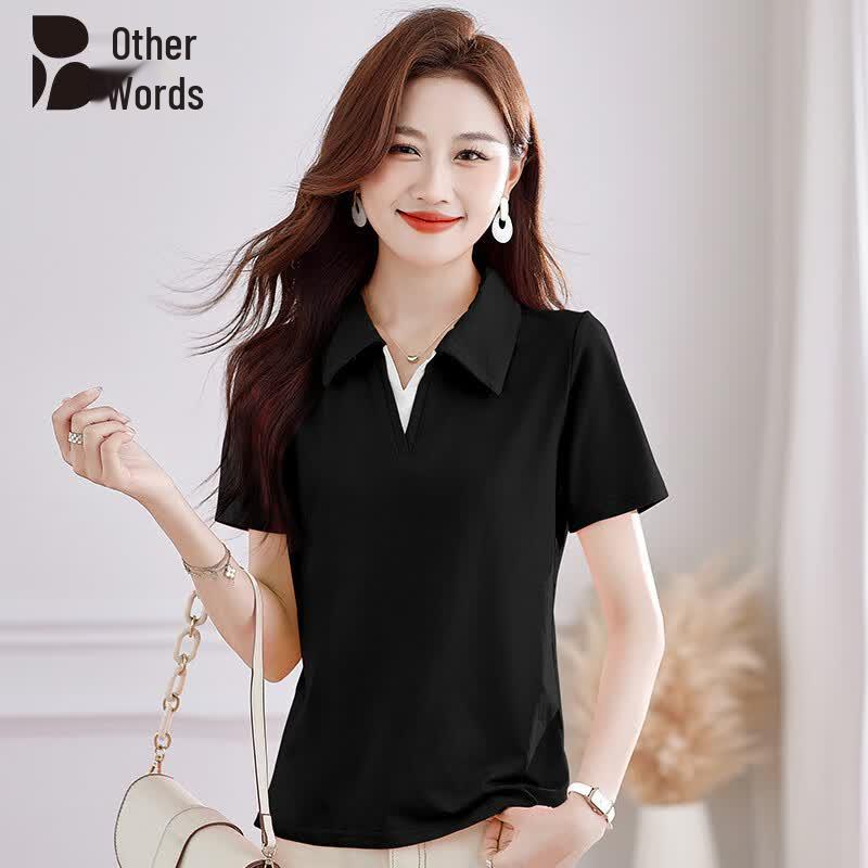 Women s Faux Two-Piece Polo T-Shirt M