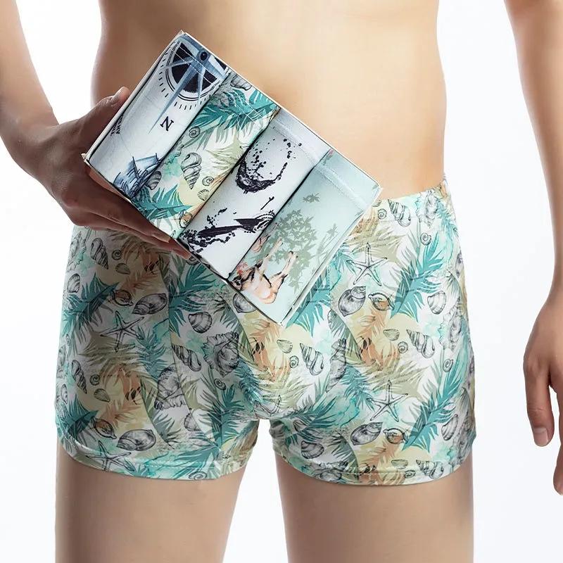 4PCS Men Boxer Shorts Men's Underwear Boxers Homme Soft Solid Boxershorts Male Panties Seamless Underpants