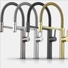 Black Spring Kitchen Faucet Pull Down Handheld Shower Kitchen Carved Mixer Crane Hot and Cold Rubber Tube Taps Gray Chrome Brush