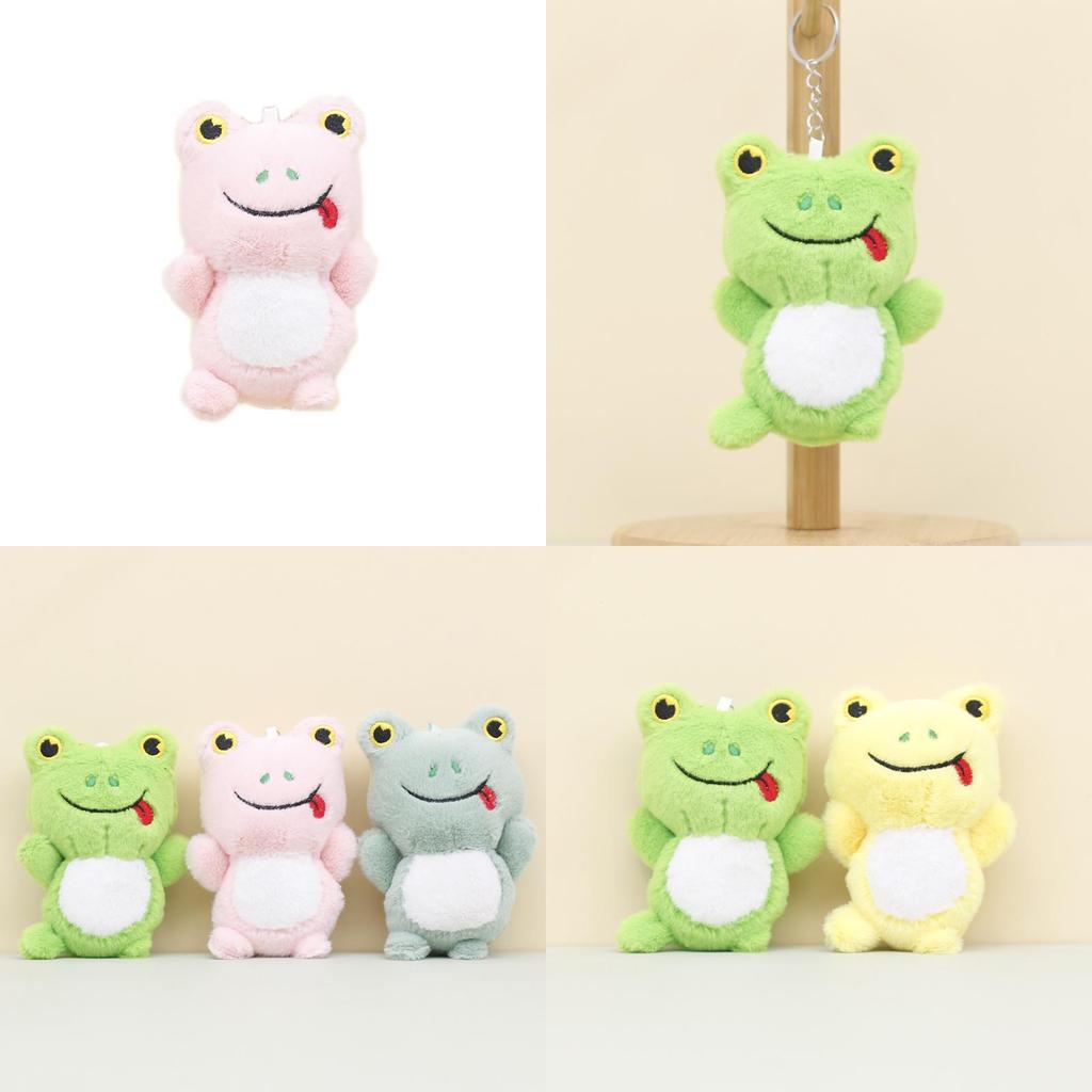 Cute Green Frog Plush Toy Keychain Short Plush Stuffed Animal For Bags And Weddings