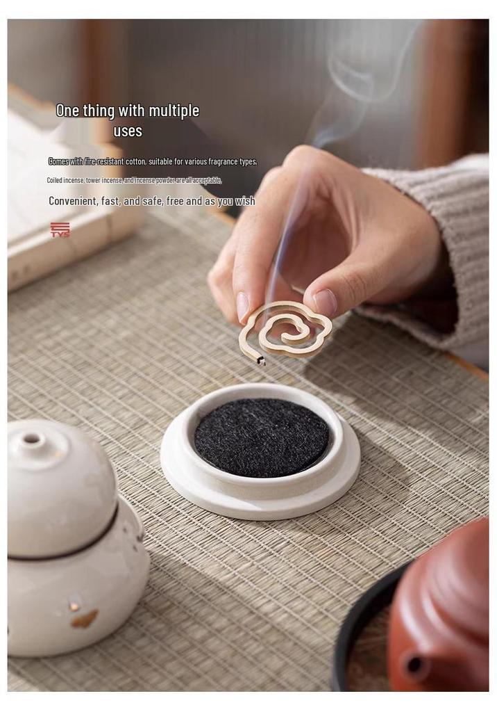 Zen Style Ceramic Gourd Incense Burner for Coil and Agarwood Incense, Home Tea Ceremony Burner