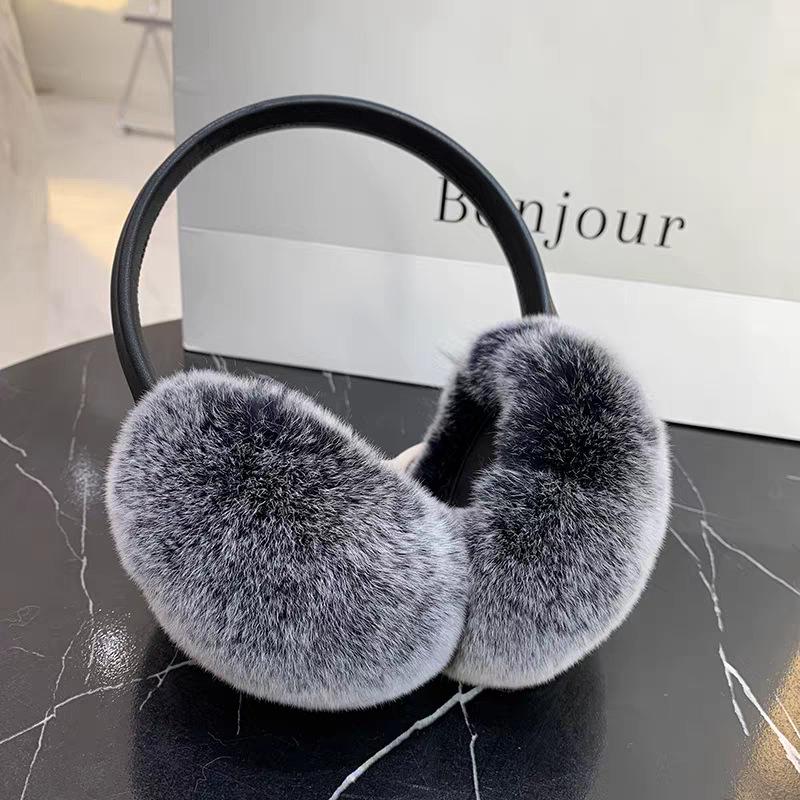 Women's Cute Plush Rabbit Fur Earmuffs: Warm, Windproof, and Retractable Ear Covers for Winter Cycling