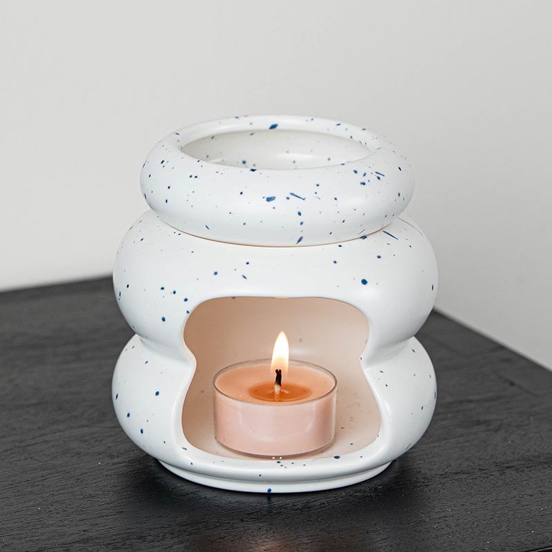 Detachable Ceramic Donut  Essential Oil Burner Waxes Melt Burner Warmer Candle Holder Tabletop Ornament Home Decor Yoga Spa Gift синий