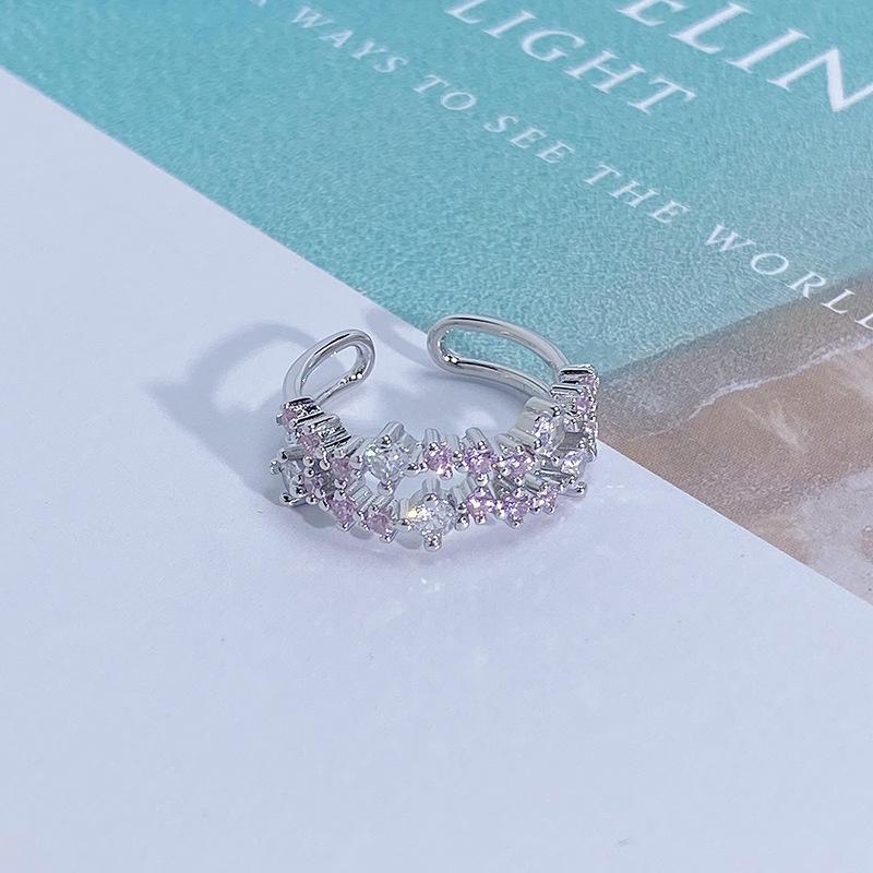 Light Luxury Full Diamond Inlaid Zircon Super Flash High-End Open Ring Niche Exquisite Elegant Personalized Ring