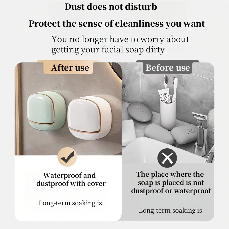Wall-Mounted Covered Soap Holder - No Drilling, Waterproof, Easy To Clean
