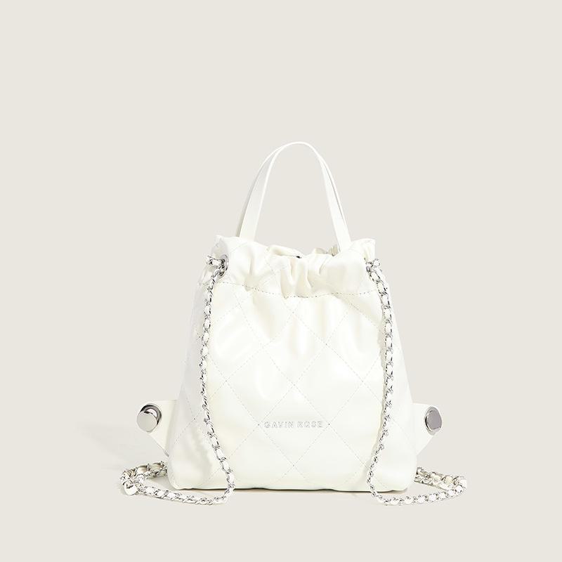 

Шикарний жіночий рюкзак: Модна сумочка з діамантовим ланцюжком 2023 року - повсякденний та універсальний нішевий модний аксесуар білий