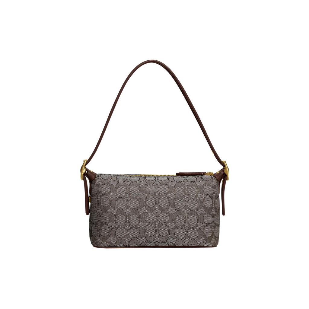 Coach Demi 23 Classic Monogram Zipper Closure Jacquard Fabric And Recycled Leather Shoulder Bag Women Handbags Brown CE736-B4S0M