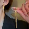 Minimalist Gold Color Snake Bone Chain Long Tassel Dangle Earrings for Women Daily Party Wear Face-slimming Statement Jewelry