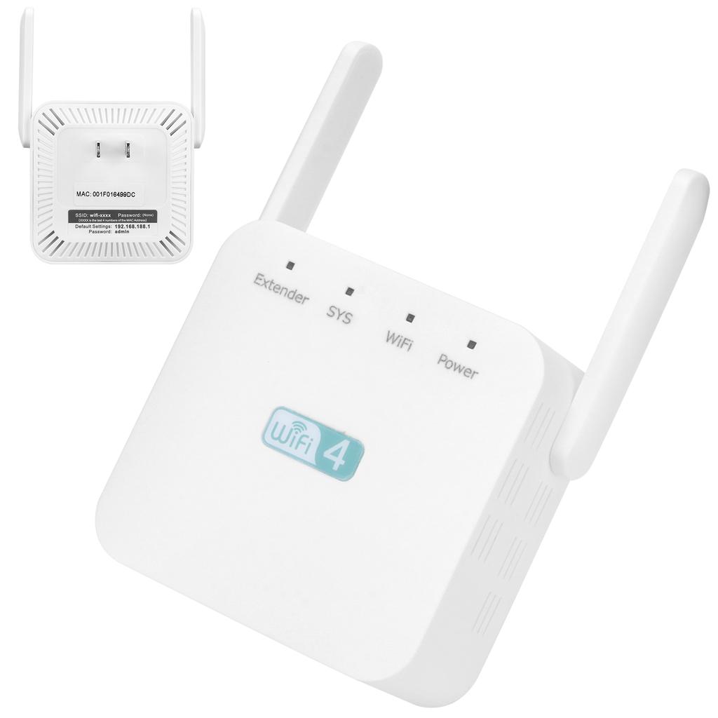 300M Repeater with Double Antenna Signal Amplifier Range Extender White 100?240VUS Plug