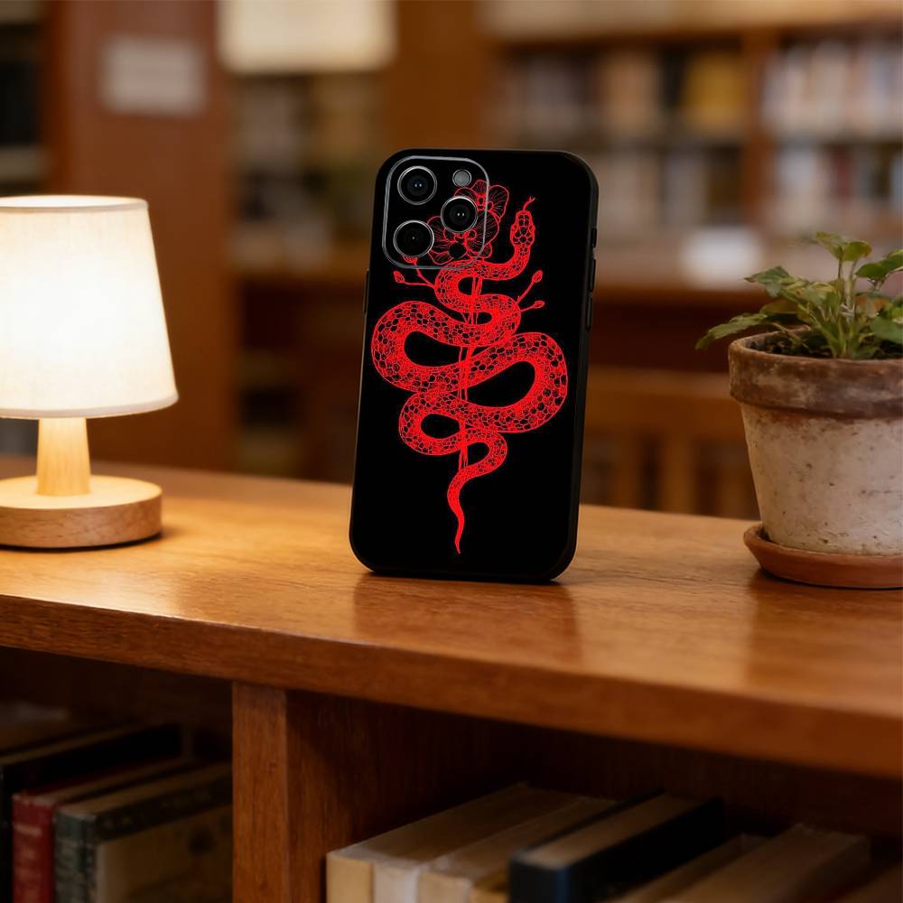 

Dragon-Snake Totem Phone Case For iPhone 17,16,15,14,13,12,11 Plus,Pro Max,XS,Soft Silicone Black Cover iPhone16ProMax