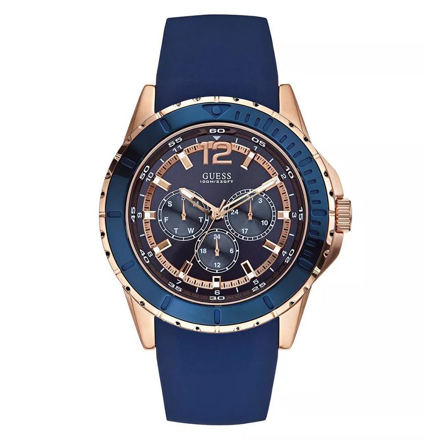 

Мужские кварцевые часы Кварцевый механизм Корпус из нержавеющей стали Резиновый ремешок Стрелочные часы Водонепроницаемые W0485G1 синий