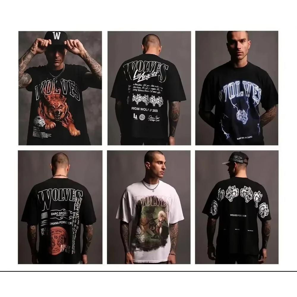 Letní Darc Sport Vlci Trička Oversized Kulturistika Posilovna Pánské Oblečení Fugees Grafické Topy s Krátkým Rukávem Trička Darcsport
