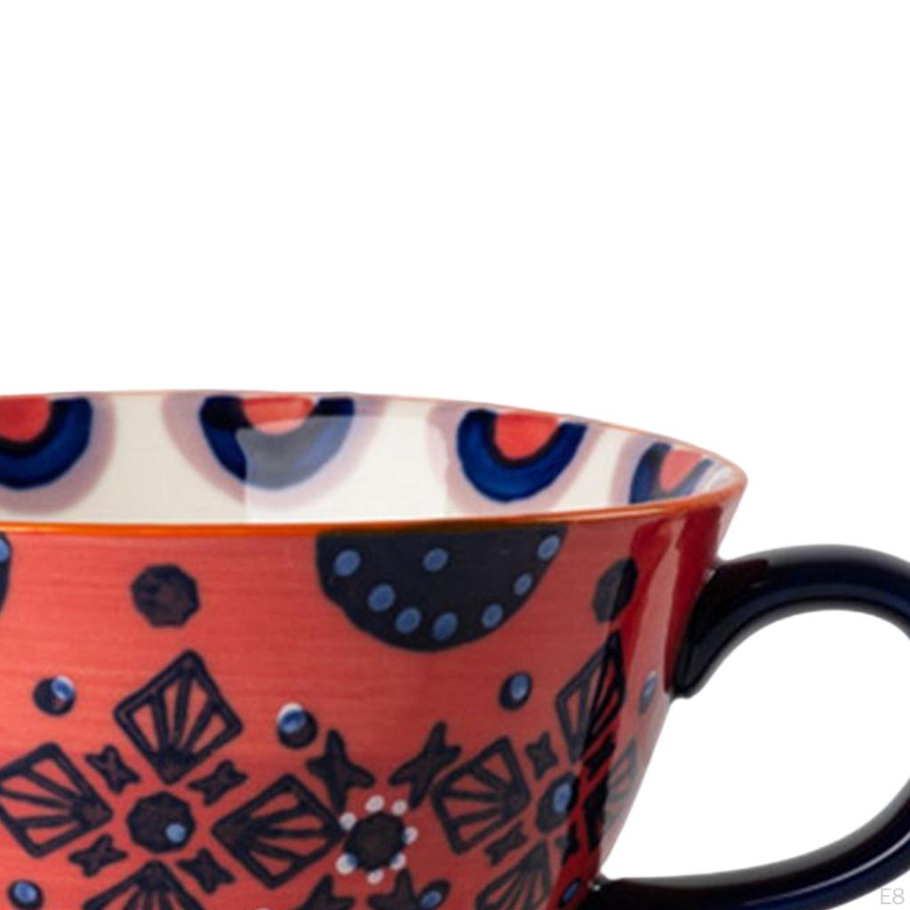 Ceramic Cup, Creative Tea Cups Birthday Gifts Retro Hand Painted Floral Pattern 420 Mug for