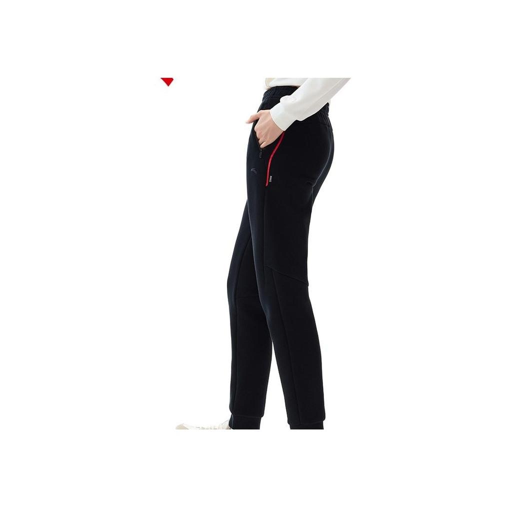 Anta Comfortable Casual Simple Running Tapered Knit Sports Pants Women bottoms Basic-Black 162517302S-2