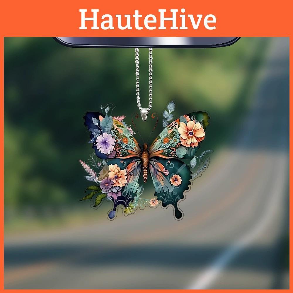 Acrylic Flat Surface Butterfly Pendant Ornament For Vehicle Decor Interior