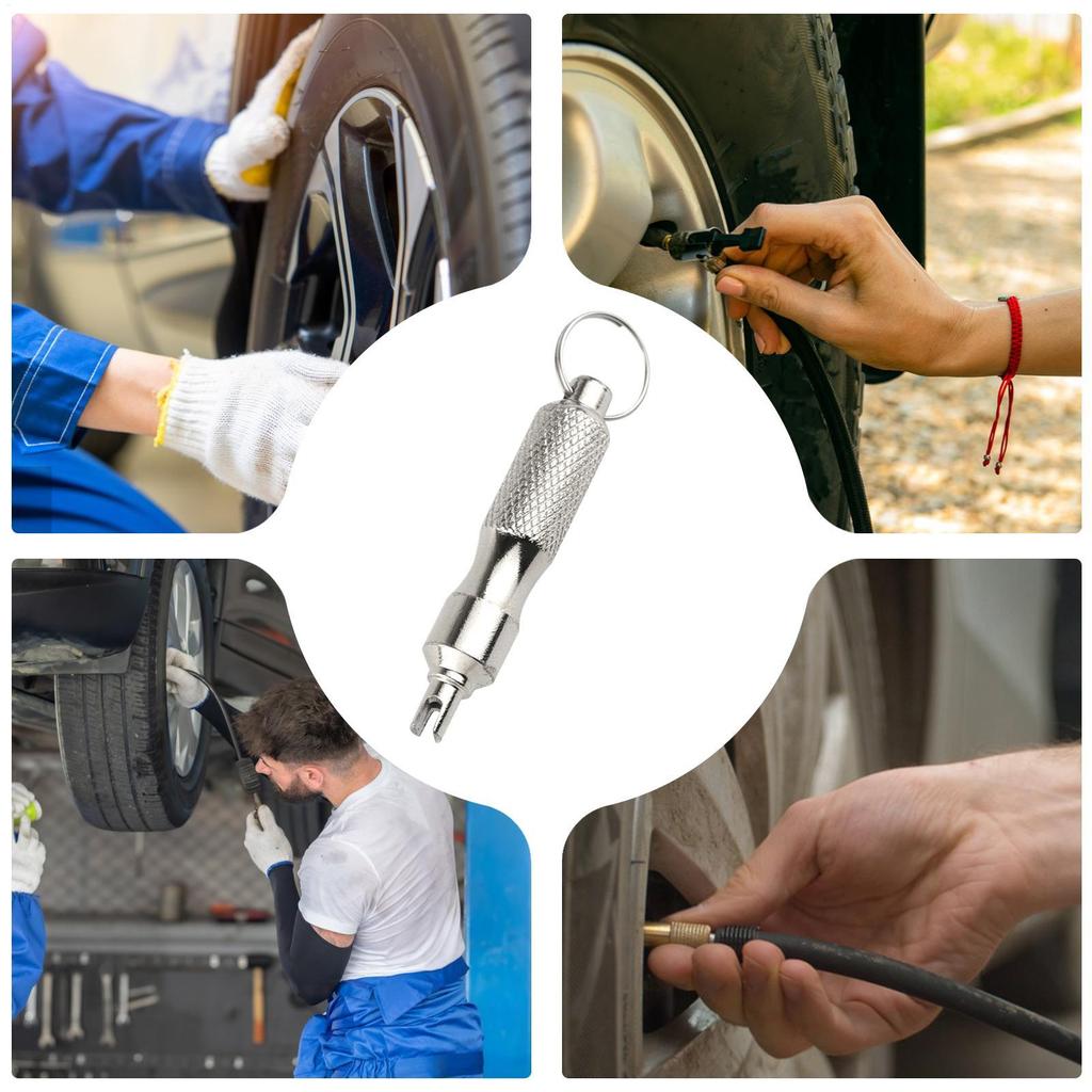 Tire Stem Removal Tool Valve Stem Remover Valve Core Tool Stainless Steel Keychain Valve Removal Tool Tire Valve Tool Core