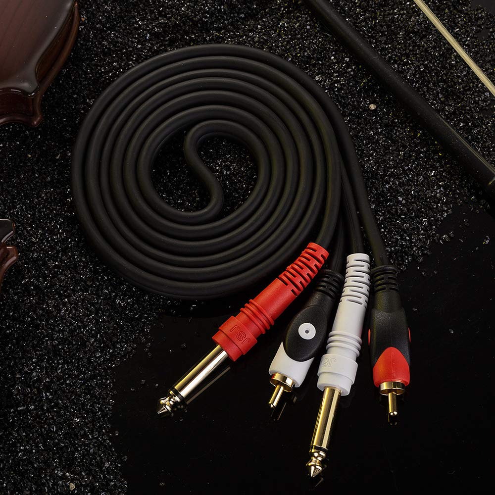 Mono-Telefon x Pin x 2 Audiokabel Cinch-Kabel Konvertierungskabel 2 x Cinch-Stecker auf 2 x Mono-Stecker 2-Cinch 6,35 mm (1m)