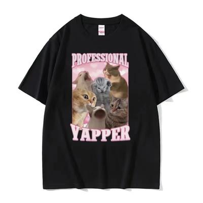2026 Professional Yapper Funny Tshirt Cute Kawaii Screaming Cat Meme Graphic T-shirt Men Women Short Sleeve T Shirt Tops Summer