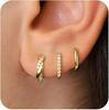 Elegant European & American Style Diamond-Set Ear Cuffs & Hoops: 3-Piece Women's Fashion Set