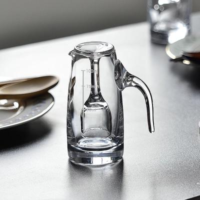 Chinese Baijiu Set Glass Pot 100ml With 12ml Shot Glass Measuring Scale Transparent Wine Dispenser For Home Bar