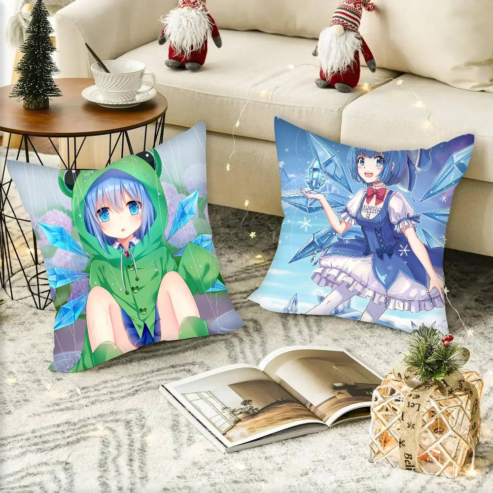 Touhou Project Cirno Cute Girl Pillow Case Square Pillow Bedroom Sofa Leisure Comfort Cushion Car Home Decoration