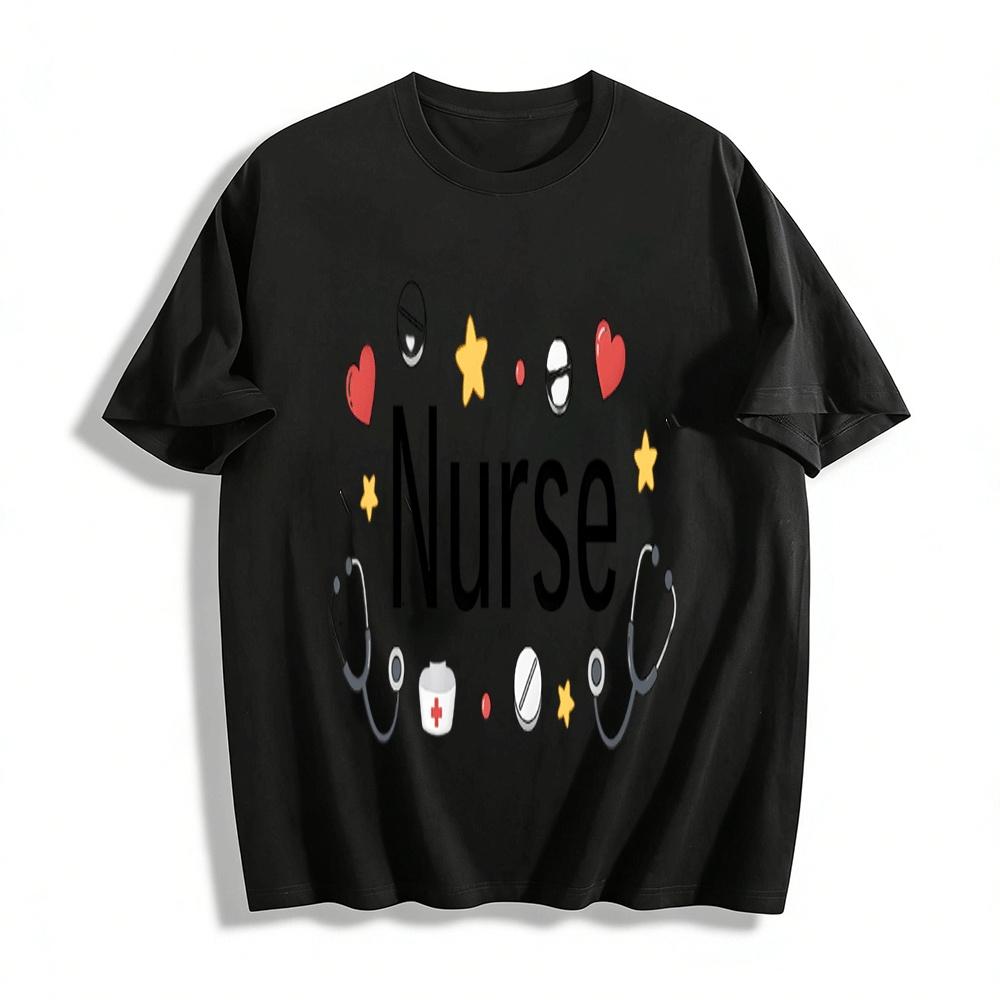 Love Stethoscope Nurse Themed Printed Casual Top Pure cotton T-shirt XXS