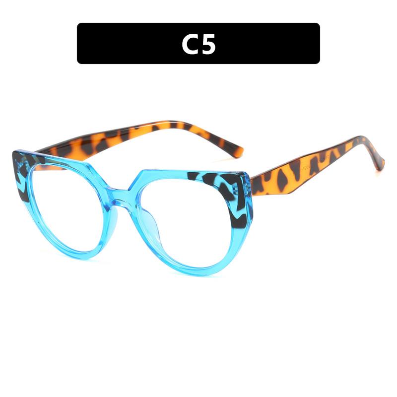 Color matching cat eye irregular flat mirror simple anti-blue TR glasses frame European and American ins glasses frame women