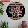 2D Flat 20*20cm1pc Always Remember Never Forget 4th of July Warrior Shoes and Flag Pattern Wooden Hanging Door Decor, USA Independence Day Patriotic