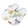 Women Men White Printed EVA Clogs Ventilated Flexible Slip On Garden Shoes Beach Pool Bathroom Home Beach Sandals Soft Fit