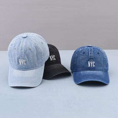 Bestickte Dad-Cap aus gewaschener Baumwolle, Retro-Jeans-Baseball-Cap mit Stickerei