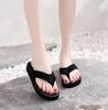 Korean Style Women's High Heel Summer Flip-Flops and Slippers with Thick Soles for Outdoor and Beach Wear