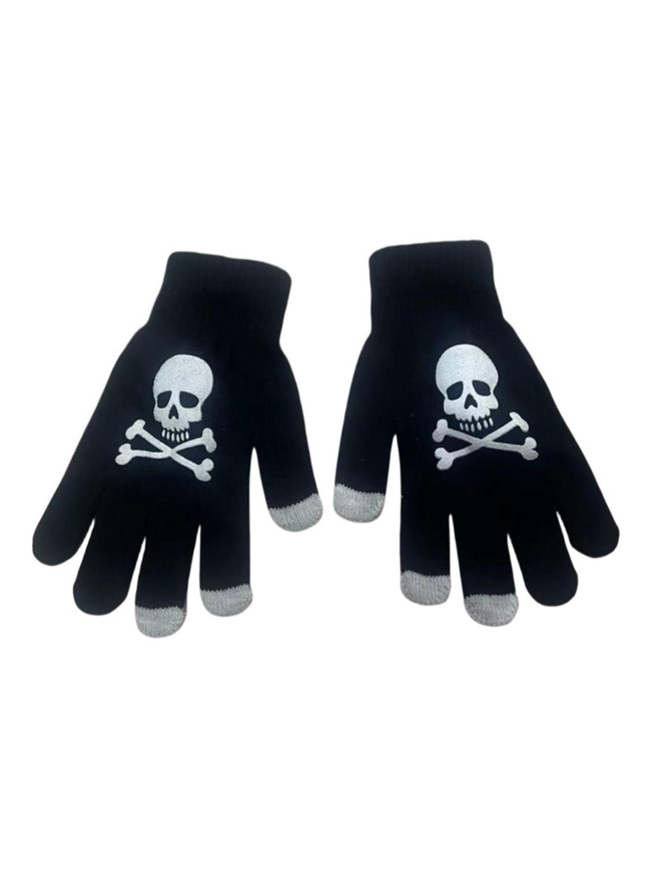 

Новые мужские теплые перчатки осень и зима перчатки ручной вязки Модные перчатки с рисунком черепа