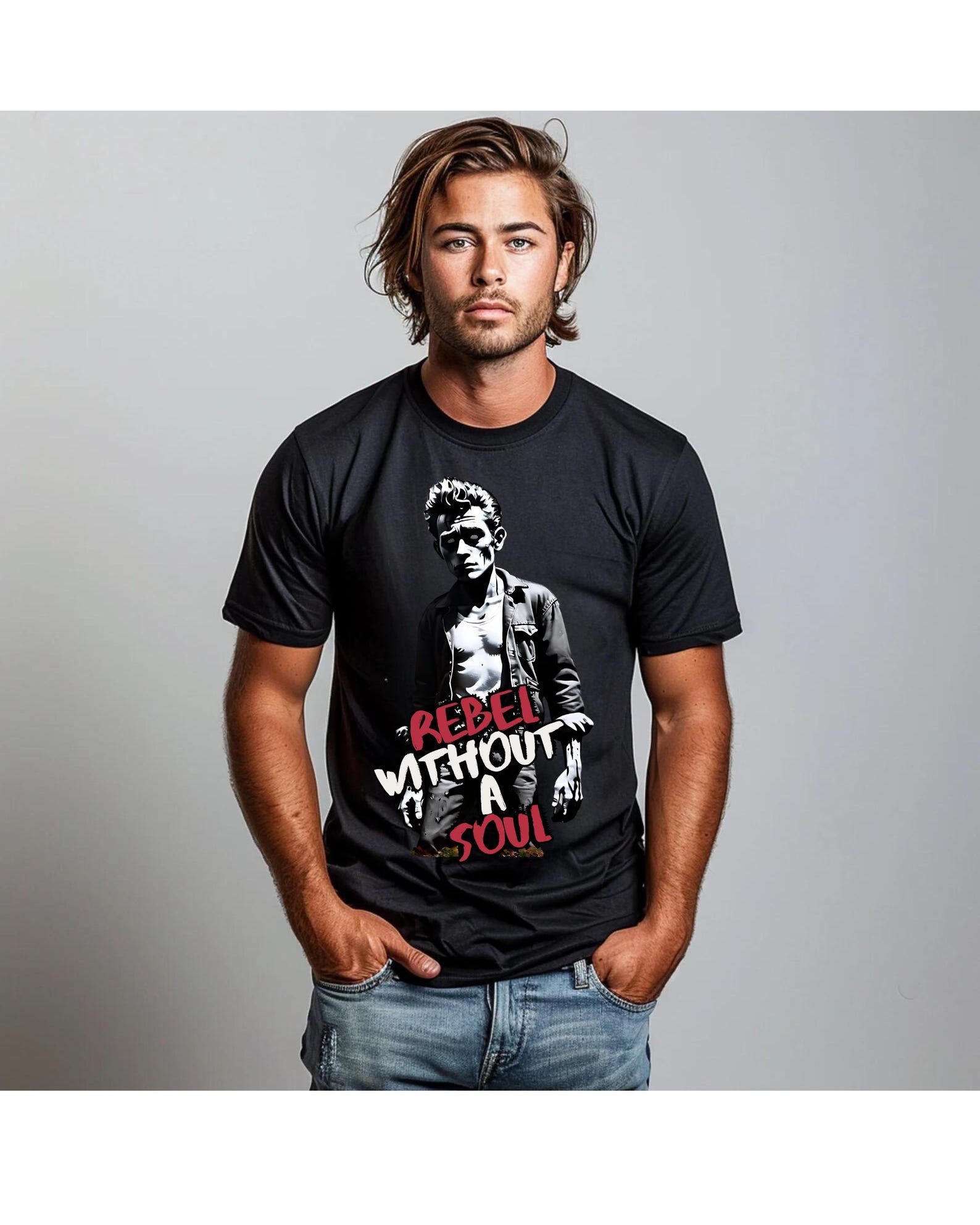 James Dean Zombie T-Shirt: Banksy Style Halloween Streetwear S