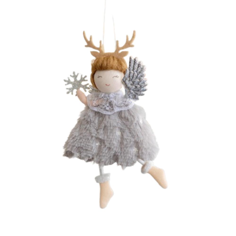 2pcs Soft Wings Angel Girl Pendant Plush Xmas Tree Hanging Decorations  Party Favors