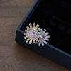 Heavy Industry Zirconium Flower Ring Exquisite Light Luxury Simulation Pink Gem Double Flower Color Treasure Open Ring Female