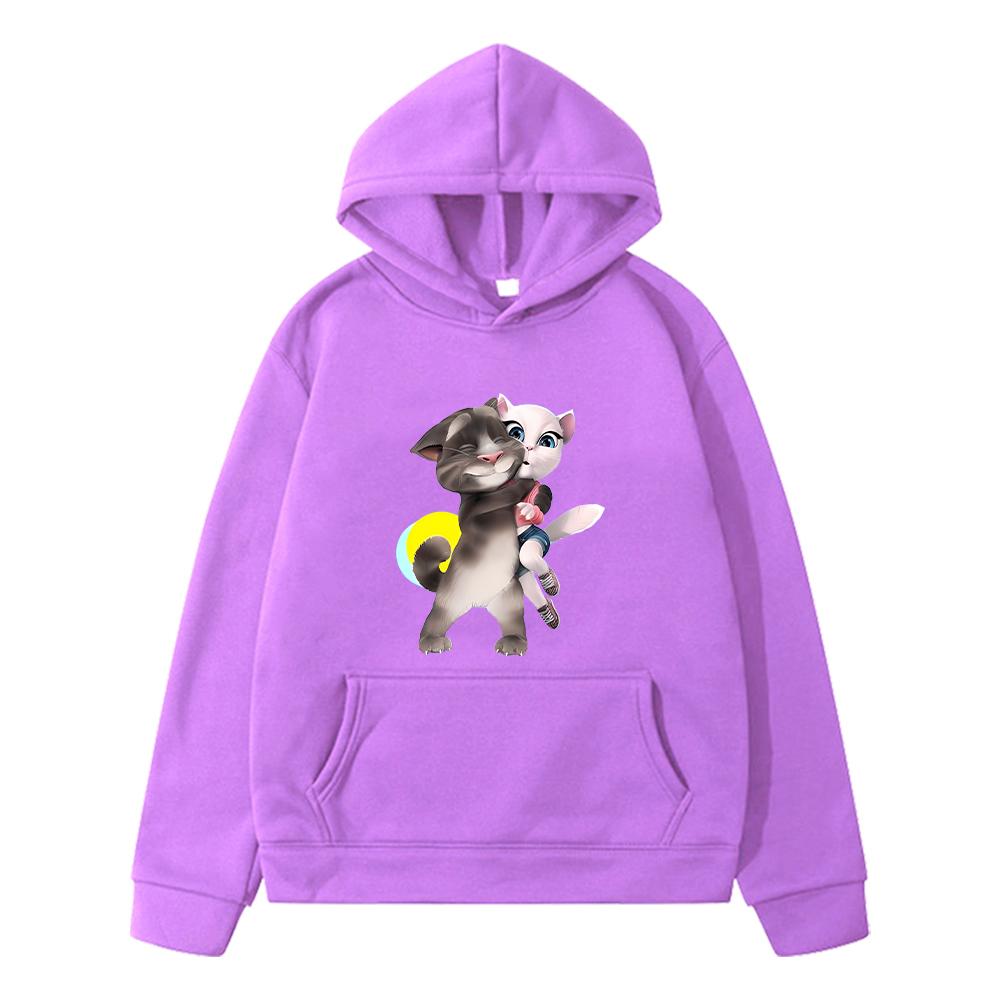 Anime Hoodie Talking Tom Cat Print Fleece Sweatshirt Boy Jacket Y2k Sudadera Kawaii Hoodies Christma Pullover Kids Clothes Girls