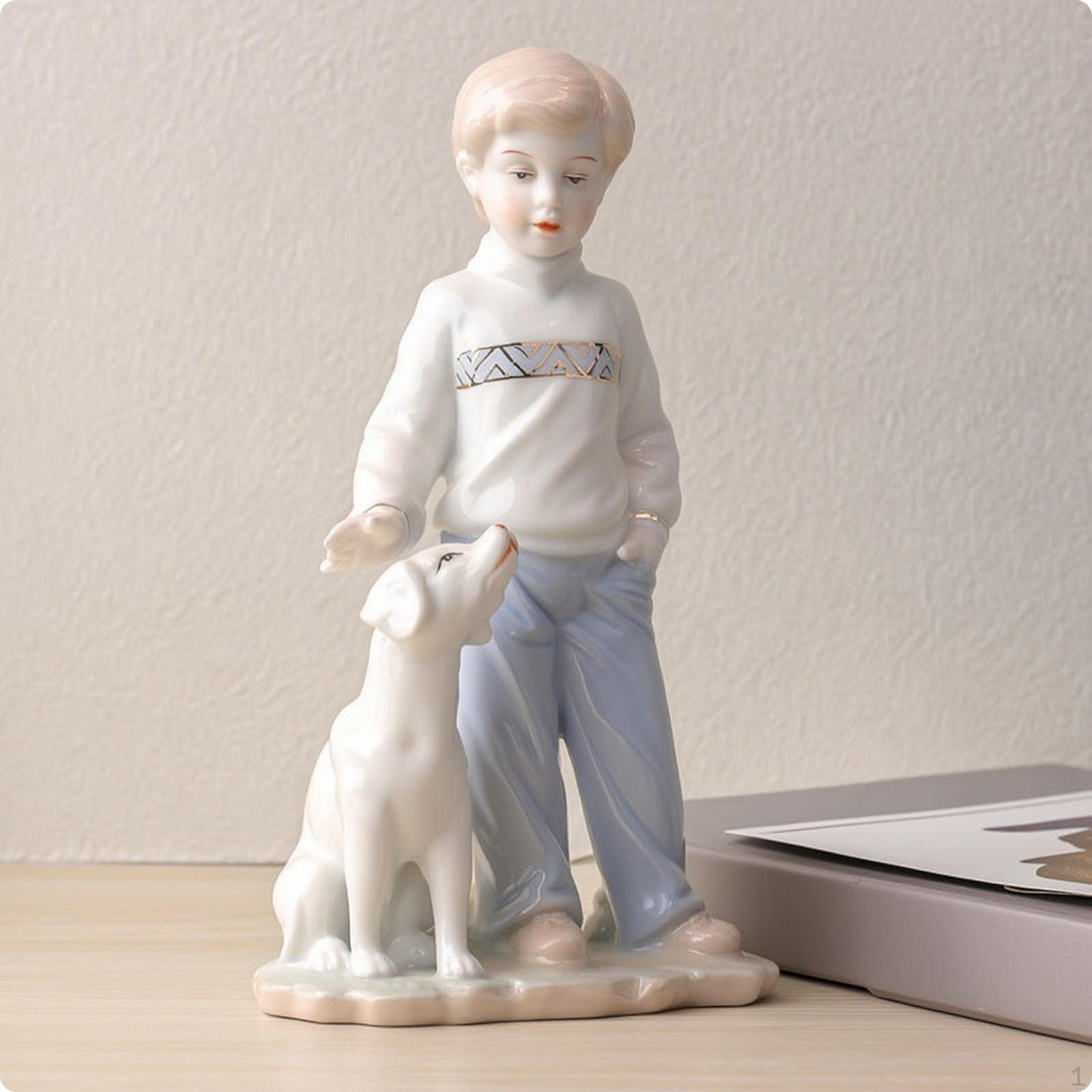 Ceramic Figurine Hand Painted Character Sculpture Glazed Statue for Collectors, Clean Design