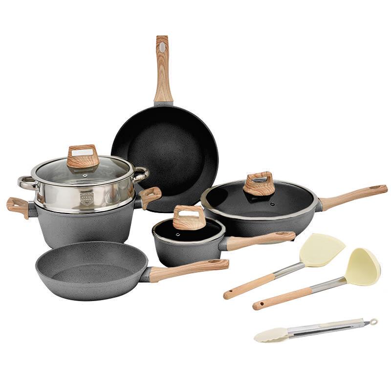 Lijia 12-Piece Maifan Stone Non-stick Wok Cookware Set