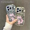 Phone case: 2D flat design suitable for iPhone 18 17 16 15 14 13 Pro protective case, couple style, pink fox, Christmas and Halloween gift
