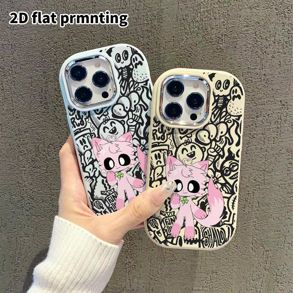 Phone case: 2D flat design suitable for iPhone 18 17 16 15 14 13 Pro protective case, couple style, pink fox, Christmas and Halloween gift