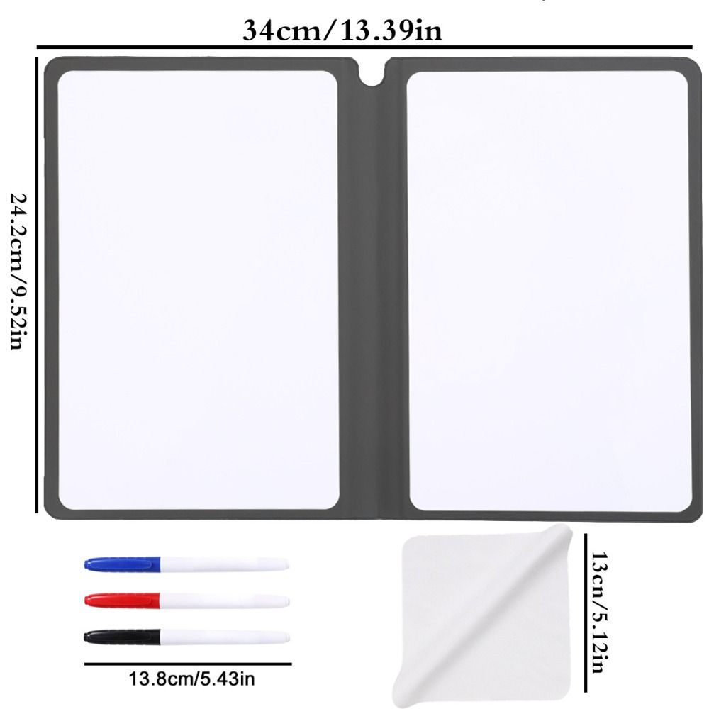 High Quality A5 Whiteboard Notebook Leather Reusable Erasable Memo Pad with Whiteboard Pen/Erasing Cloth Writing Board Students