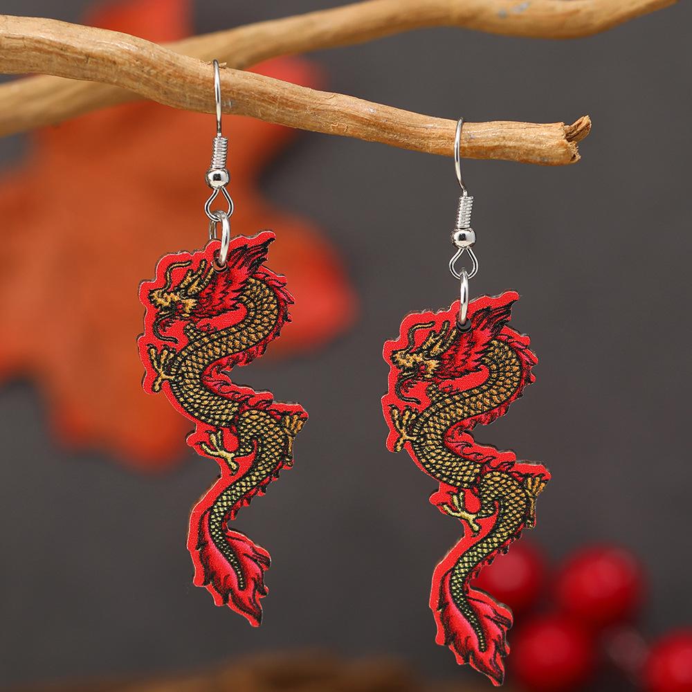 2024 Year of the Dragon Zodiac Teardrop Earrings: Auspicious Hanfu-Inspired Tassel for New Year