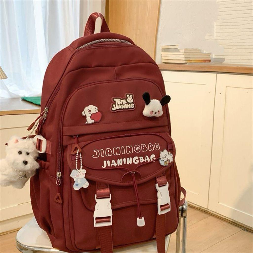 1pcs / 2 Pcs School Bags for Teenage Girls Red  Alphabet Cute Gift Students Bookbag Letters Travel Waterproof Bagpack