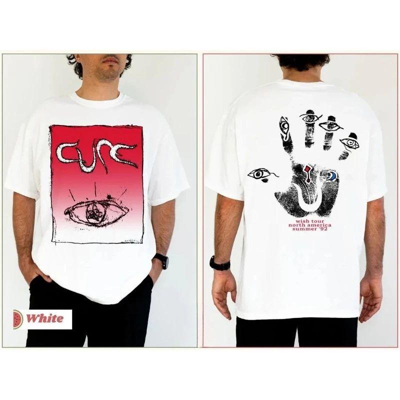 The Cure Wish Tour 92 Graphic Tee Retro Band Shirt Gothic Alt Rock Apparel Summer Unisex Loose and Breathable Cotton T-shirt Top