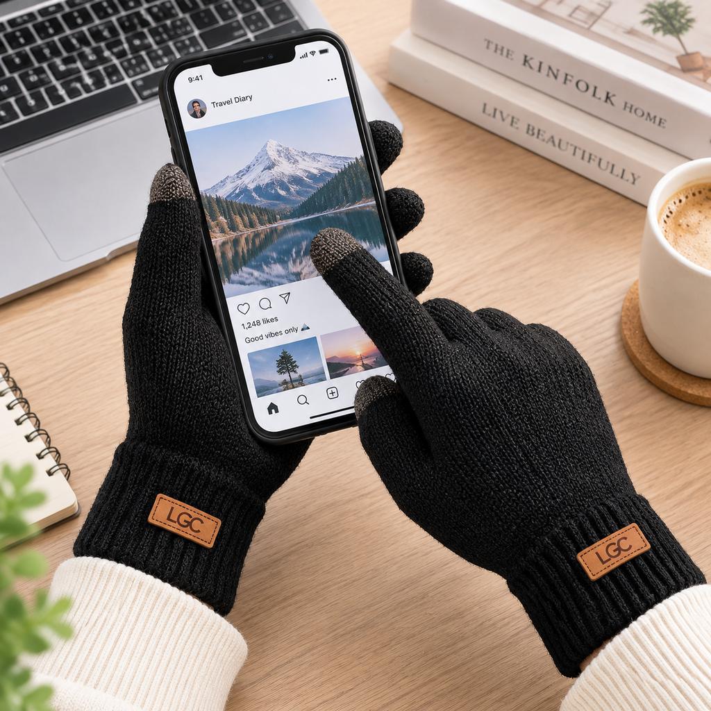 Acrylic Thermal Touchscreen Gloves with Fleece Lining