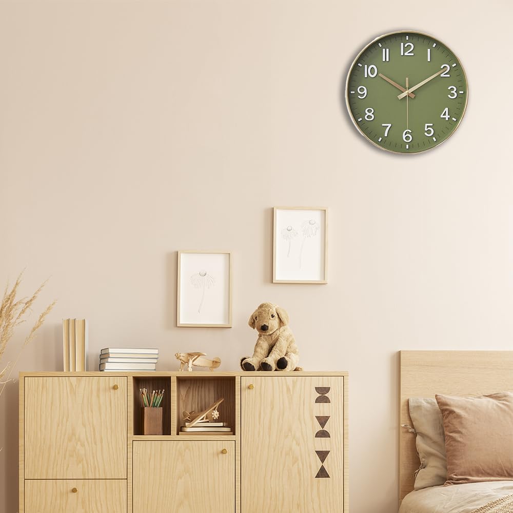 Veggklokke, Veggklokke, Stilig, Stillegående, Skandinavisk, Kontinuerlig sekundviser, Lettlest, Analog klokke for kontor, klasserom, stue, 30 cm