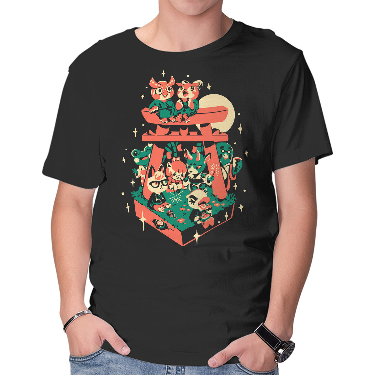 Unisex Crew Neck T-Shirt Island Matsuri Graphic Short Sleeve Casual Tee XXXL