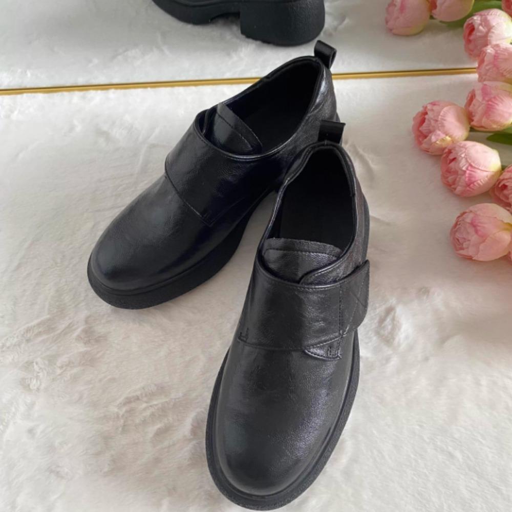 Loafers for Woman Black Platform Leather Shoes Woman New Genuine Leather Soft Sole Single Shoes Women's British Retro Loafers