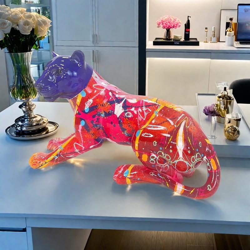 Moderner Schlichter Stil Liegende Leopard Statue Harz Ornamente Zuhause Wohnzimmer High-End Wohnzimmer Eingang Dekoration Geschenke