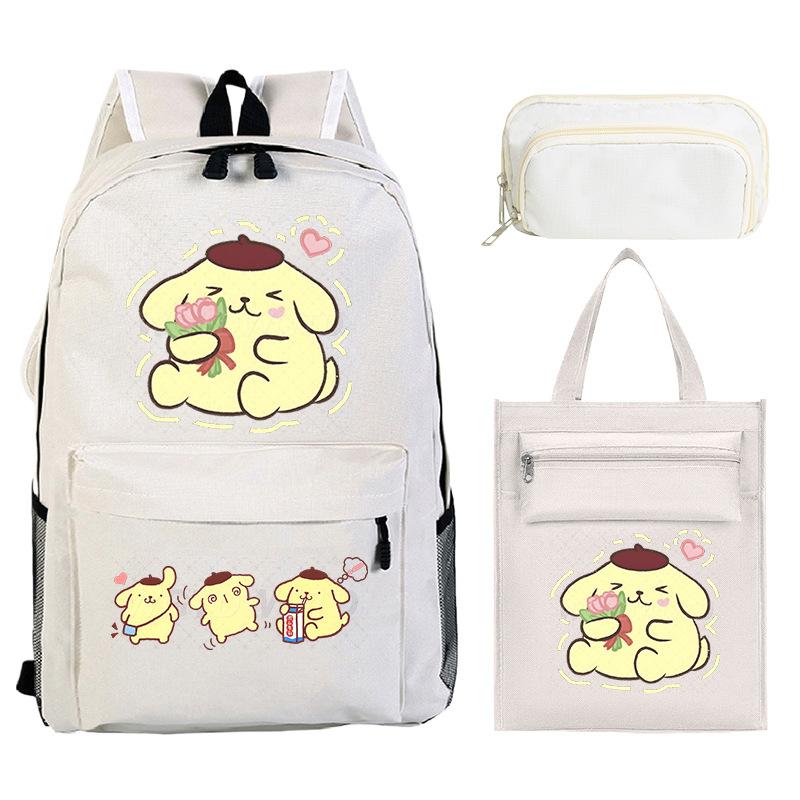 Pudding Dog Cartoon Children'S Schoolbag Three-Piece Set For Primary And Secondary School Students Versatile Backpack Tutoring Bag Pencil Case